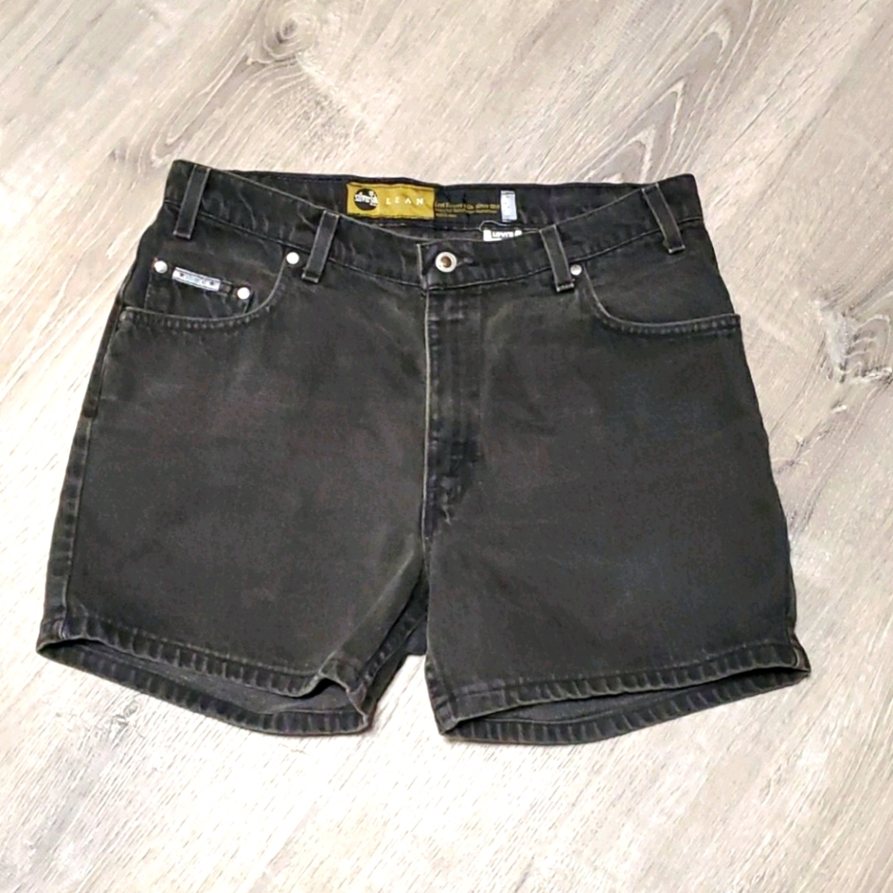 Vintage 90s Levis Silver Tab Black High Waist Denim Shorts Women Size 36